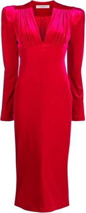 Philosophy di Lorenzo Serafini Midi jurk met V-hals en empirelijn - Dames - Casual kleedjes - Rood - S - Kleedjes