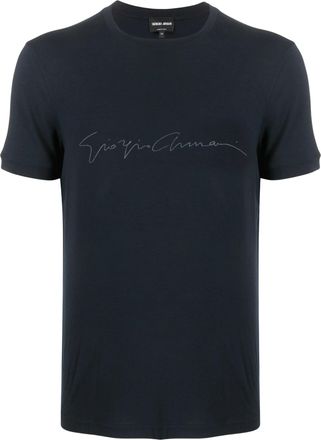 Giorgio Armani Signature Logo Crewneck Cotton T-Shirt