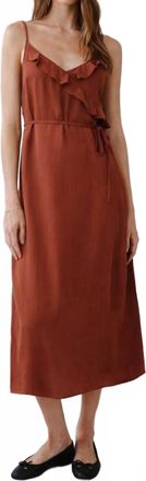 Bella Dahl Ruffle Cami Midi Dress In Harvest Red