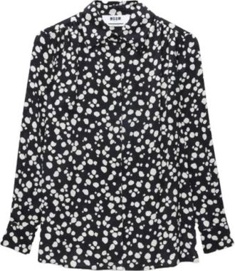 Msgm Blouses, female, Black, Size: M Polka Dot Satin Shirt