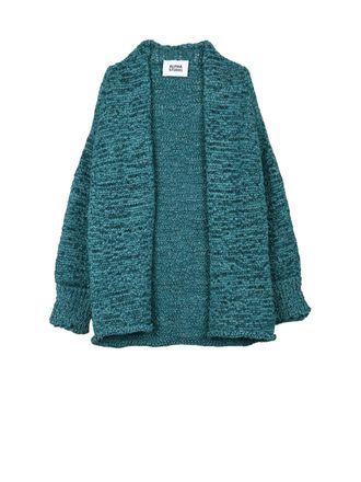 Alpha Studio Green Polyester Polyamide Braided Ribbon Cardigan