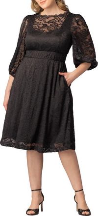 Kiyonna Hepburn Lace Cocktail Dress in Onyx at Nordstrom, Size 4X