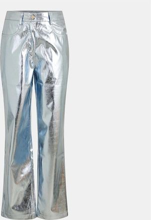 Amy Lynn Womens Metallic Patterned Wide Leg Trousers - Blue - Size: 8/29in/30in