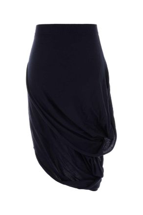 Loewe Womens Dark Blue Wool Blend Skirt Navy Exterior: Nylon Gonne