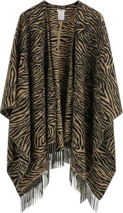 Fendi Wol poncho met tijger animalier print - Dames - Ponchos - Beige - ONE Size - Wol - Jassen