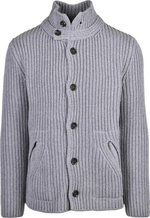 Daniele Fiesoli Grey Wool-Blend Ribbed Cardigan