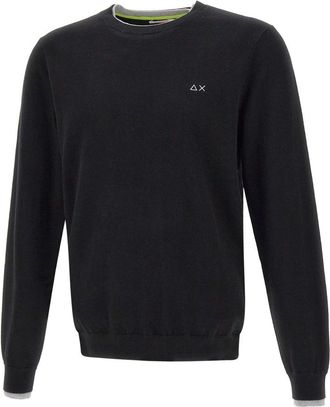 Sun 68 Wollen katoenen trui - Heren - Ronde hals truien - Zwart - 2XL - Katoen - Truien & Vesten