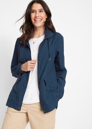 Bonprix Allwetterjacke BONPRIX, Damen, Gr. 38, dunkelblau, Web, Obermaterial: 100% Polyamid, unifarben, bequem Po-bedeckend, elastischer Bund, Jacken Allwette
