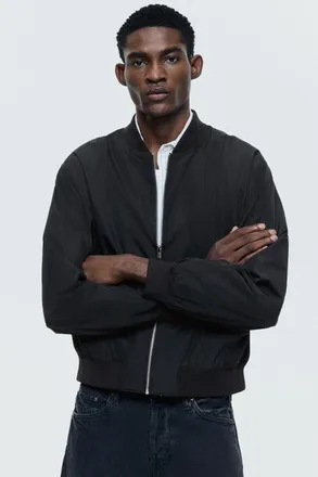 H&M Lightweight Bomber Jacket in Black at Nordstrom, Size Xx-Large