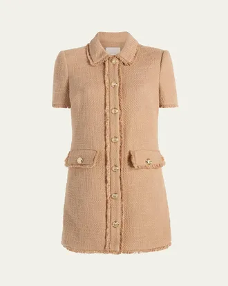Cinq &agrave; Sept Pammy Button-Front Tweed Mini Dress