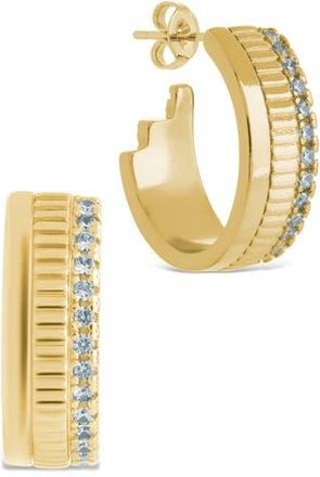 Sterling Forever Anika Mixed Texture Hoop Earrings in Gold at Nordstrom Rack