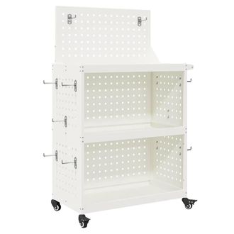 Berkfield Home Tool Trolley with Shelf with Wheel with Storage Manual White 65 x