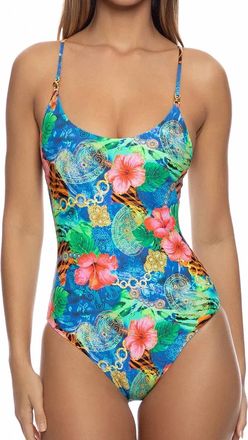 Luli Fama Jungle Reign Reversible Link One Piece In Blue
