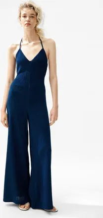 H&M Halterneck Jumpsuit in Dark Blue at Nordstrom, Size Xx-Large