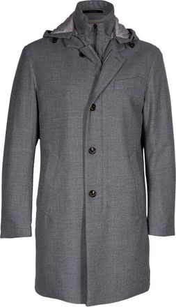 Montecore Single-Breasted Coats, male, Gray, Size: L Mens Technical Wool Coat, Feather Padded