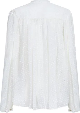 Etro Womens White Plumetis Silk Blend Gathered Shirt