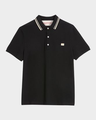 Valentino Garavani Mens VLogo Pique Polo Shirt