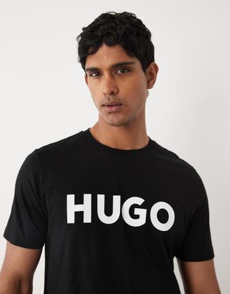 HUGO BOSS HUGO Red - Dulivio - T-shirt nera con logo-Nero