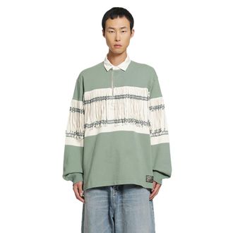 KAPITAL Panel Stripe Jersey Fringed Rugby Polo