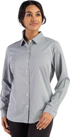 Cutter & Buck Skyline Epic Confidence Recycled Gingham Womens Long Sleeve Dress Shirt