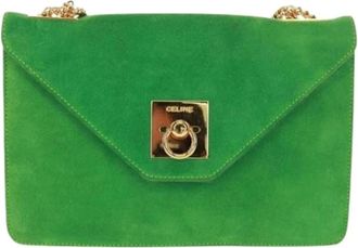 Celine Pre-owned Cross Body Bags, female, Green, Size: ONE SIZE Pre-owned Vintage Suede Cross Body Bag