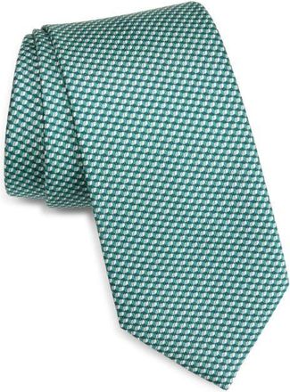 Brioni Micro Jacquard Silk Tie in Emerald/Aqua at Nordstrom