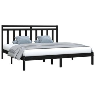 Berkfield Home Beautiful Bed Frame Black Solid Wood 200x200 cm