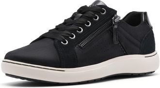 Clarks Womens Nalle Zen Sneaker, Black Interest Leather, 2.5 UK