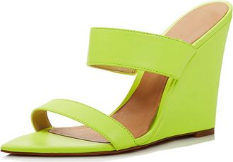 Generic Green,8.5 UK,Womens Wedge Sandals Peep Open Toe Wedges Slingback Slip-On Mule Pumps Two Strap Comfortable Formal Wedding Party Dress Shoes