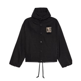 Cult of Individuality Cults Oversized Coaches Jacket in Black Nylon