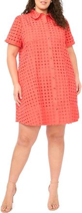 CeCe by Cynthia Steffe Eyelet Short Sleeve Cotton Shirtdress in Cayenne at Nordstrom, Size 14W