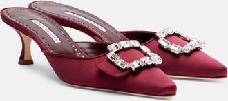 Manolo Blahnik Mayjou 50 crystal-embellished satin mules
