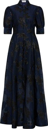 Rebecca Vallance Antoinette floral-jacquard gown - women - Polyester/Metallic Fibre/Nylon/Polyester/Elastane - 4 - Blue