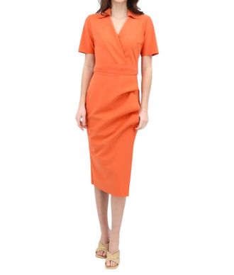 La Petite Robe Di Chiara Boni Ruffle Cocktail Dress In Orange Blush