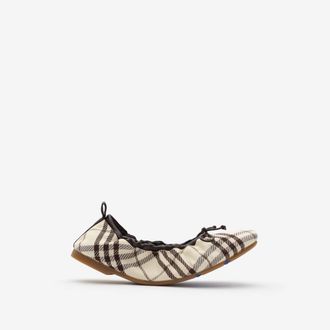 Burberry Check Fawn Ballerinas, Size: 35.5