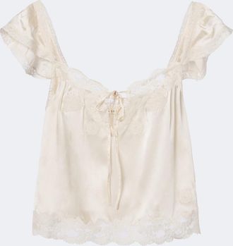 D&ocirc;en D&ocirc;en Rosalee lace-trimmed silk satin top