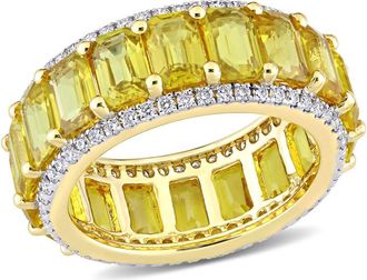 Amour 5/8 CT TW Diamond and 10 1/2 CT TGW Yellow Sapphire Eternity Ring In 14K Yellow Gold
