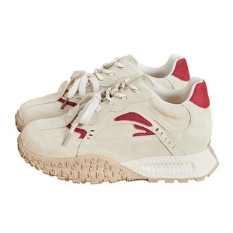 Generic Women Leather Double lace Shoes are Casual Versatile Thick Soled Breathable Non Slip Comfortable Sports Shoes (White,3.5)