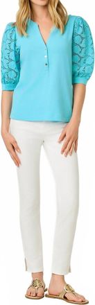 Lilly Pulitzer Ronson Eyelet Knit Top In Capri Blue