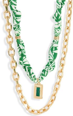 Leith 2-Pack Assorted Necklaces in Green Multi- Gold at Nordstrom Rack