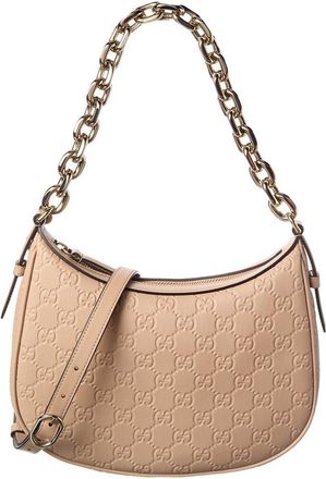 Gucci Gg Emblem Medium Leather Hobo Bag