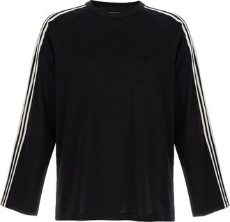 Yohji Yamamoto Y-3 Long Sleeve Tee 3-Stripes T Shirt Bianco/Nero-Donna