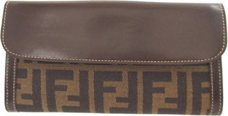 Fendi Brown Canvas Leather Long Wallet (Bi-Fold) (Pre-Owned)