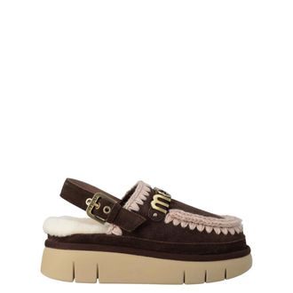 Mou Bounce Clog Back Strap - Dames - Schoenen - Bruin - Maat: 39 EU Wol