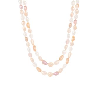 Splendid Pearls Endless 64 Multicolor Baroque Shaped Pearl Necklace