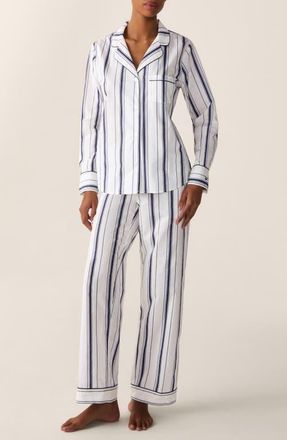 Petite Plume Cotton Poplin Pajamas in Navy at Nordstrom, Size X-Small