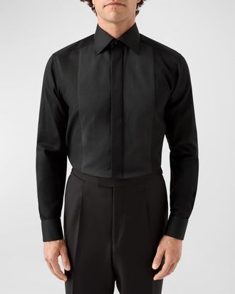 Eton Mens Fine Stripe Bib-Front Contemporary Fit Evening Shirt