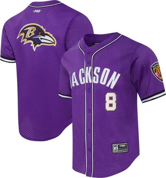 Pro Standard Mens Pro Standard Lamar Jackson Purple Baltimore Ravens Mesh Button-Up Baseball Jersey at Nordstrom, Size Xx-Large