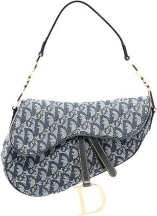 Dior Pre-owned Shoulder Bags, female, Blue, Size: ONE SIZE Pre-owned Canvas Shoulder Bag
