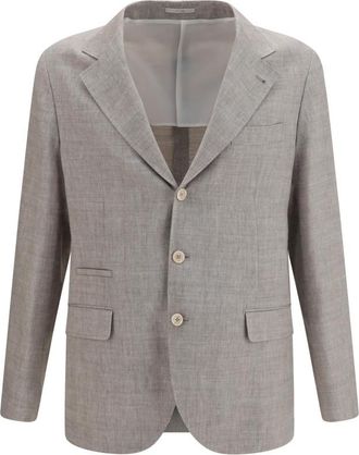 Brunello Cucinelli Taupe Notched Lapel Blazer
